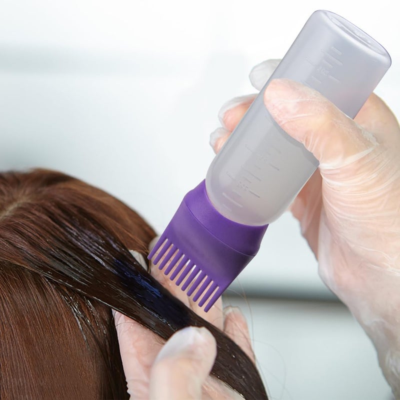 ELANE 4 Pack Hair Oiler Comb Bottle,Root Comb Applicator Bottle for Hair Oil Scalp Hair Oiling Applicator(Grey+Purple) - Image 5